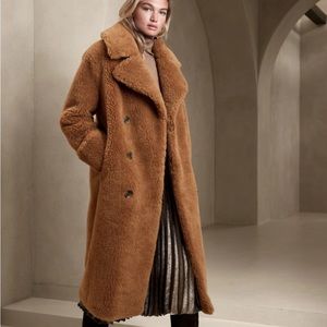 Banana Republic Wool Officer Teddy Sherpa Coat size L BRAND NEW NEVER WORN